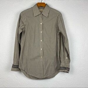 Nili Lotan Button Down Shirt Striped Embroidered size Medium